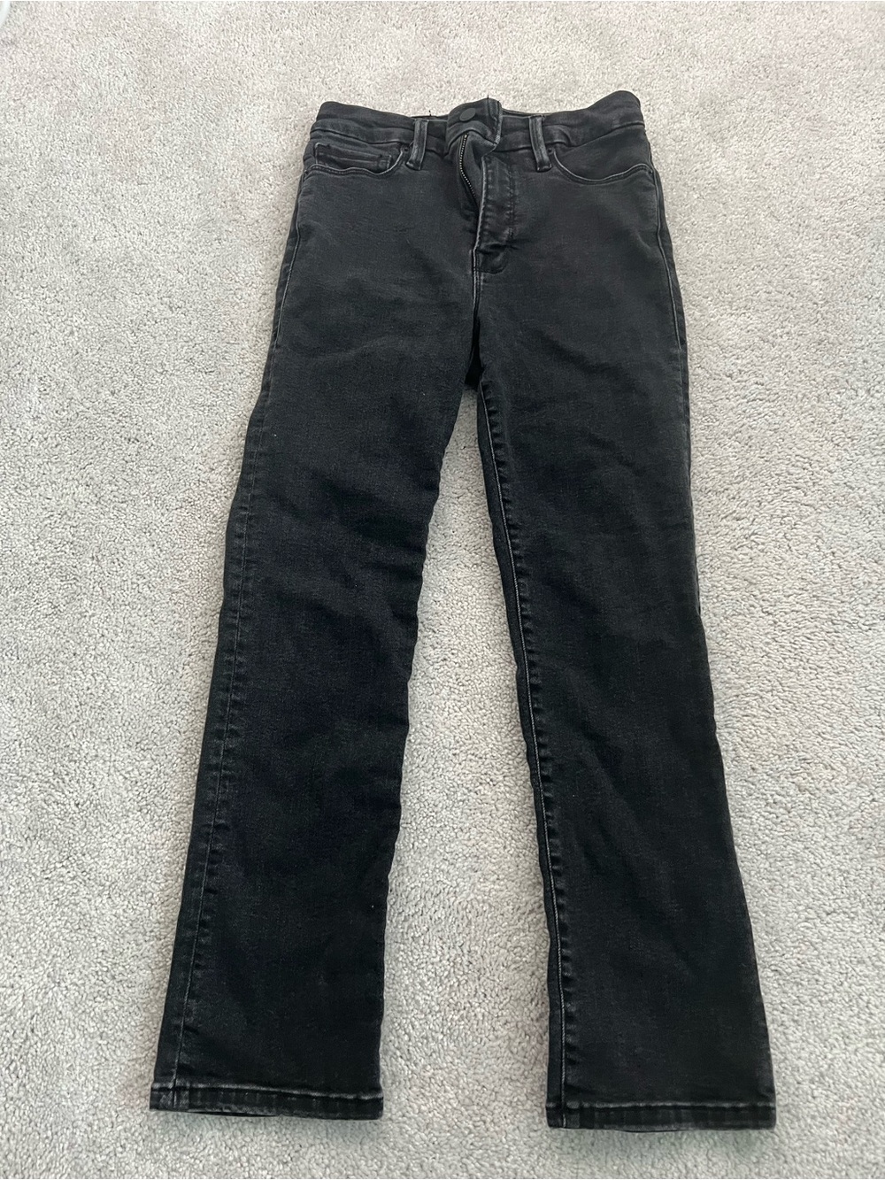 Good American Black Straight-Leg Jeans